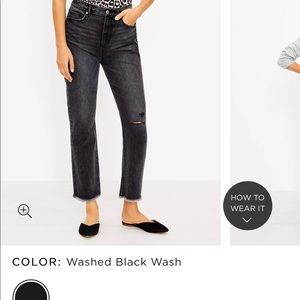 LOFT Destructed High Rise Straight Crop Jeans, Washed Black Wash, Size 26, NWT
